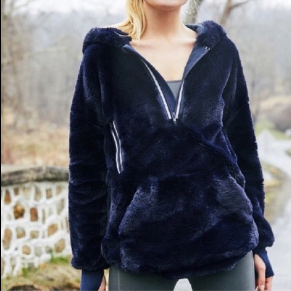 Free People-Movement, Women's Off the Record Soft Hoodie, Dark Blue NWOT